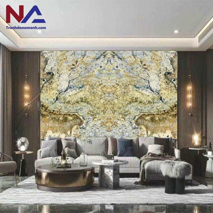 Mẫu tranh đá ốp tường phòng khách đẹp