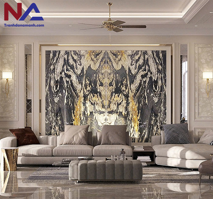 Mẫu tranh đá ốp tường phòng khách đẹp