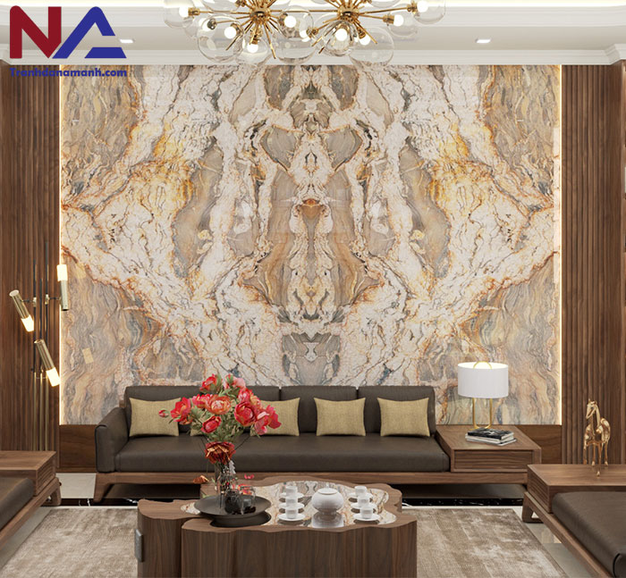 Mẫu tranh đá ốp tường phòng khách đẹp