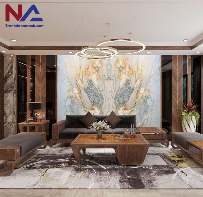 Mẫu tranh đá ốp tường phòng khách đẹp