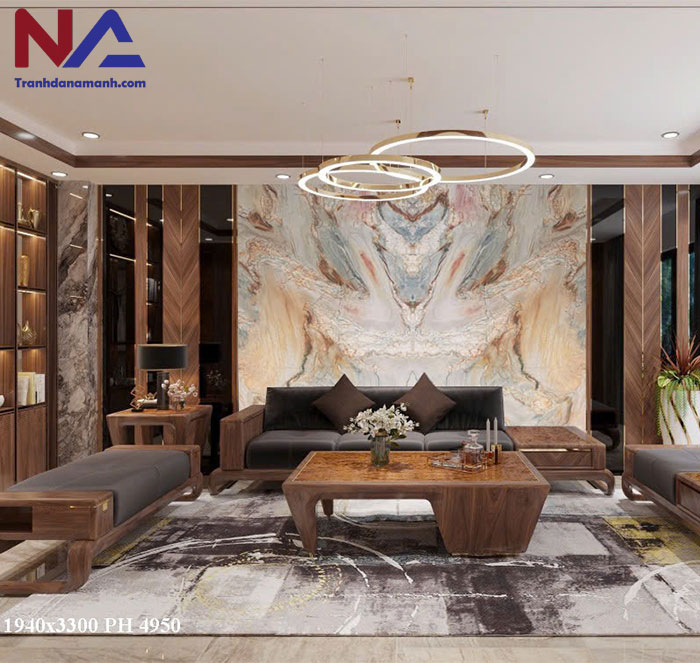 Mẫu tranh đá ốp tường phòng khách đẹp