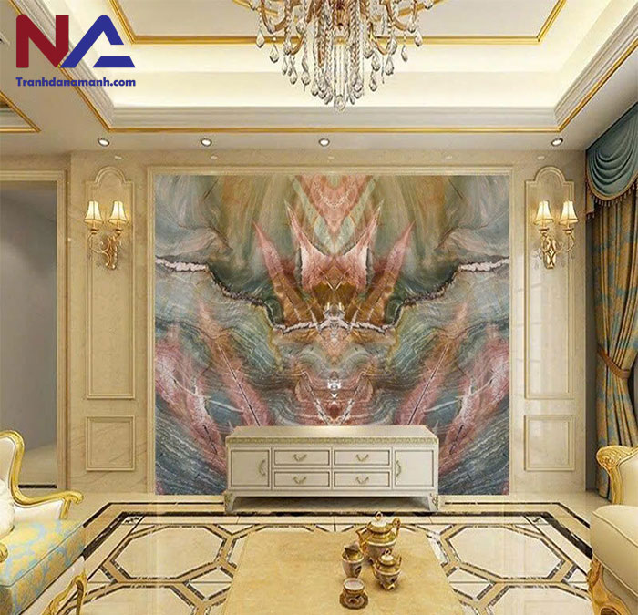 Mẫu tranh đá ốp tường phòng khách đẹp