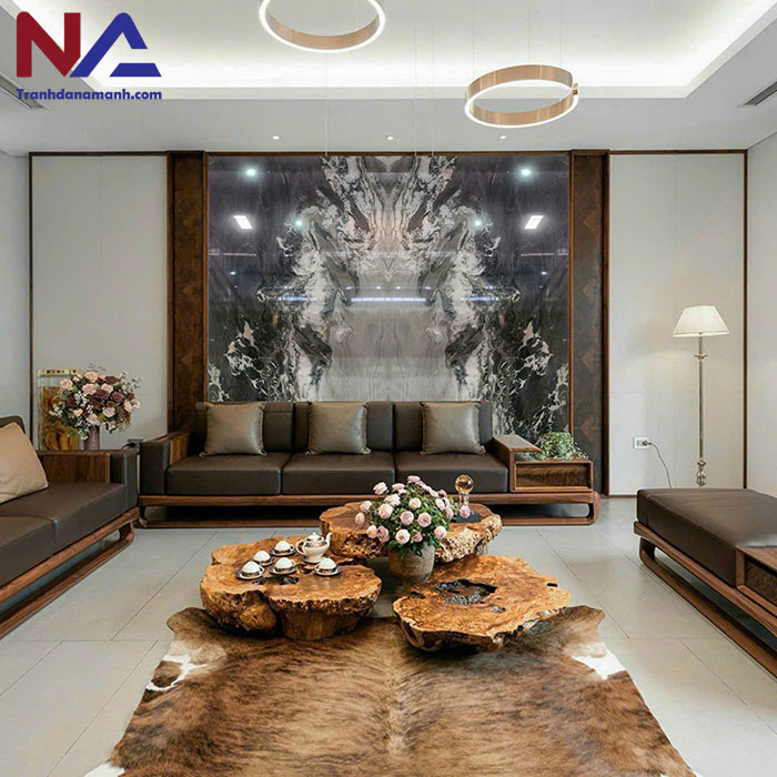 Mẫu tranh đá ốp tường phòng khách đẹp