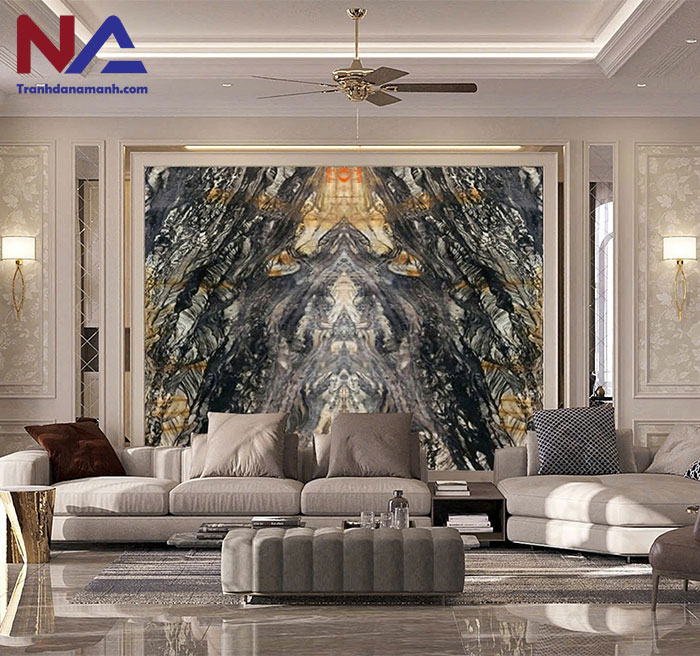Mẫu tranh đá ốp tường phòng khách đẹp