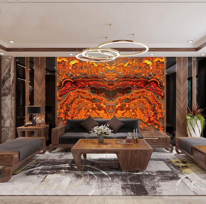 Tranh đá Onyx xuyên sáng đối xứng TDXS10