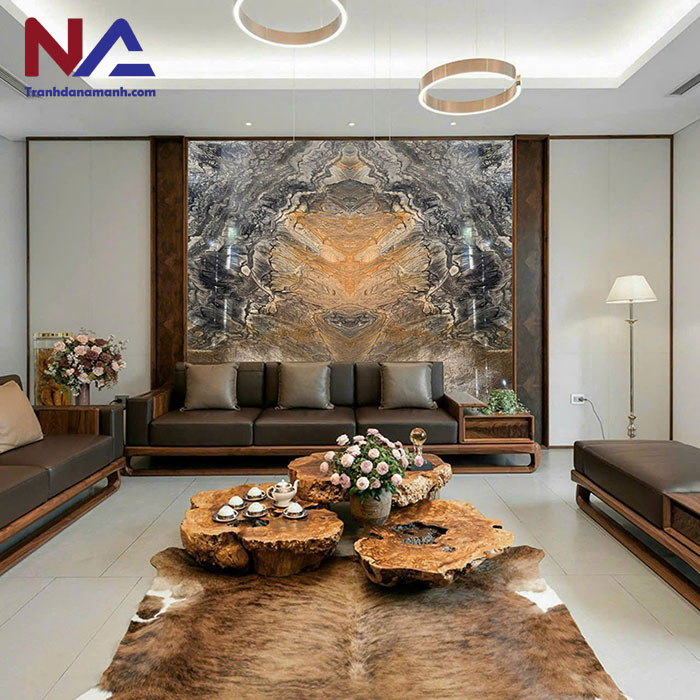 Mẫu tranh đá ốp tường phòng khách đẹp