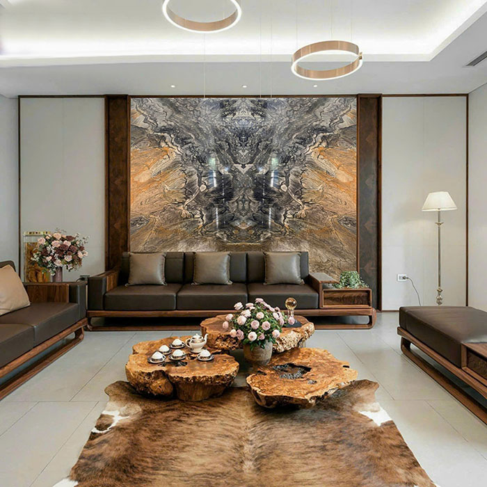 Tranh đá Quart vân đối xứng TDDX17