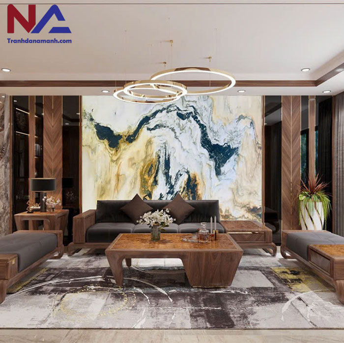 Mẫu tranh đá ốp tường phòng khách đẹp