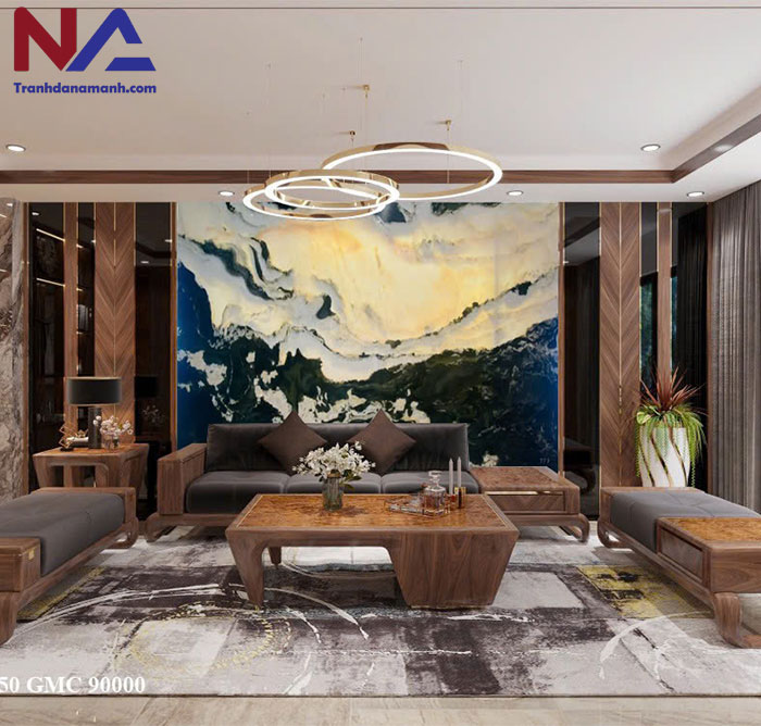 Mẫu tranh đá ốp tường phòng khách đẹp