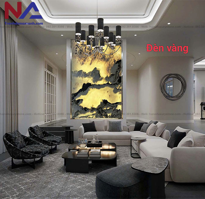 Mẫu tranh đá ốp tường phòng khách đẹp