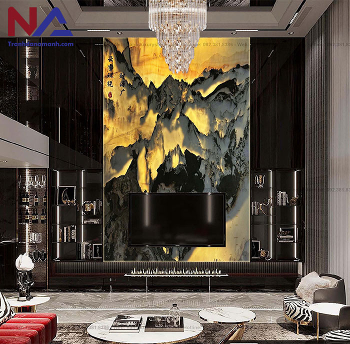 Mẫu tranh đá ốp tường phòng khách đẹp