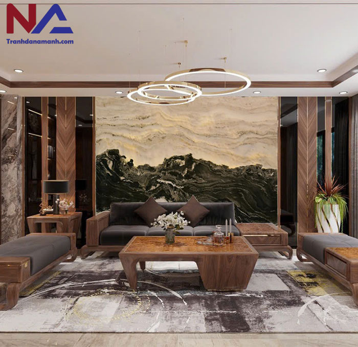 Mẫu tranh đá ốp tường phòng khách đẹp