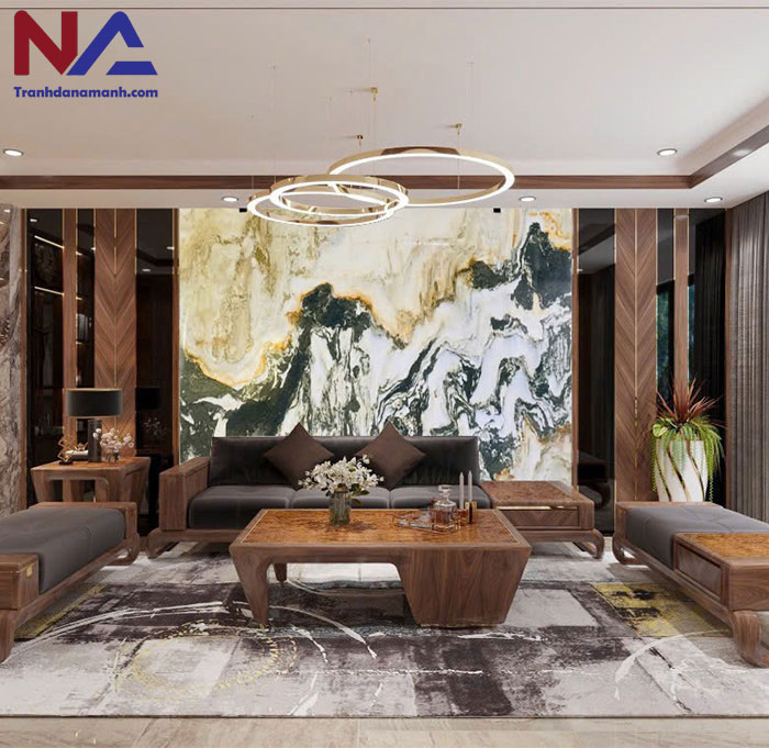 Mẫu tranh đá ốp tường phòng khách đẹp