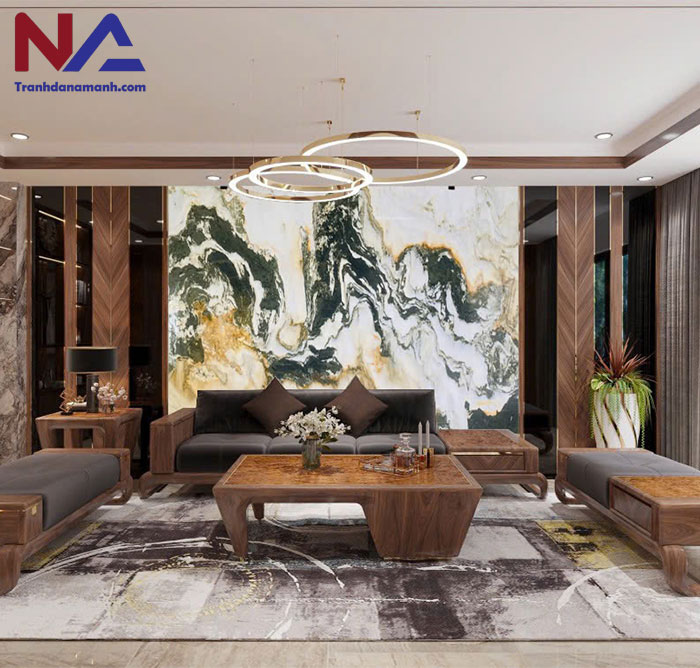 Mẫu tranh đá ốp tường phòng khách đẹp