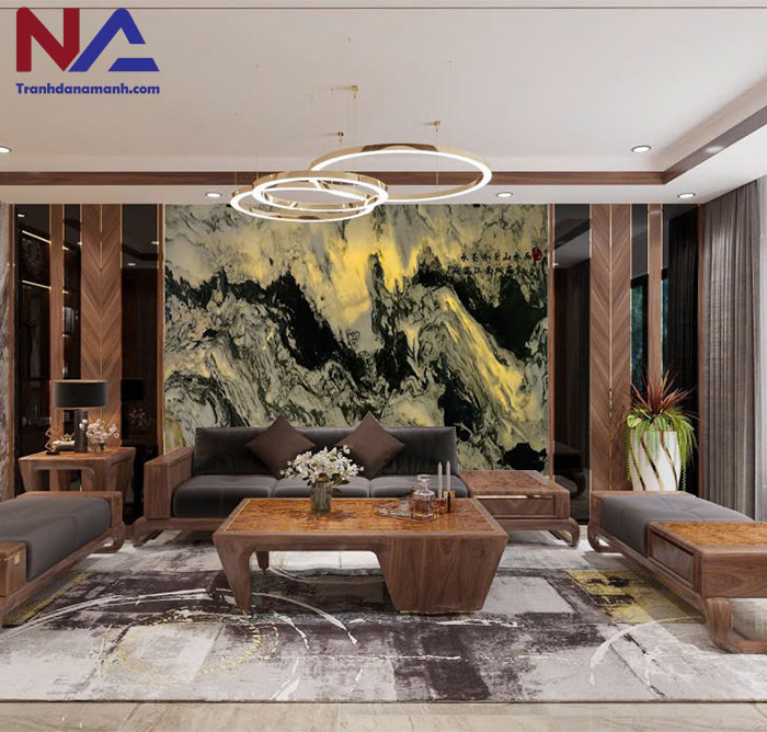 Mẫu tranh đá ốp tường phòng khách đẹp