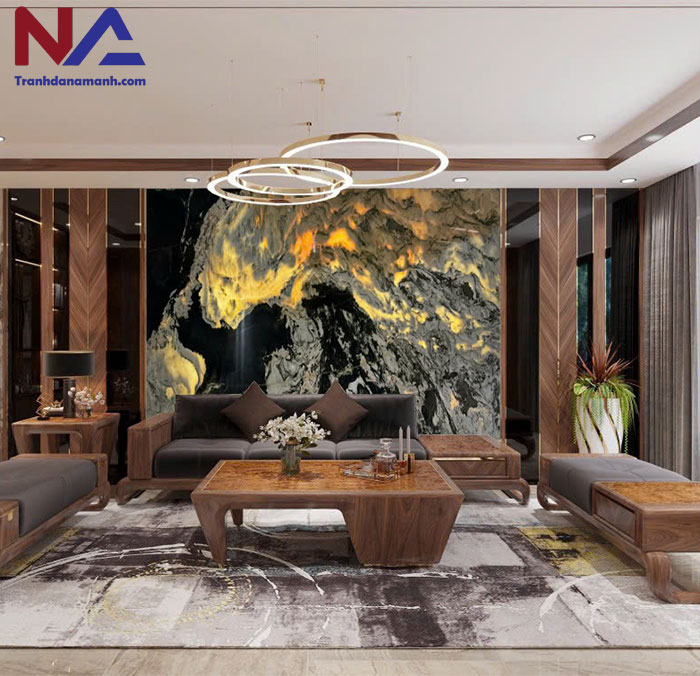 Mẫu tranh đá ốp tường phòng khách đẹp