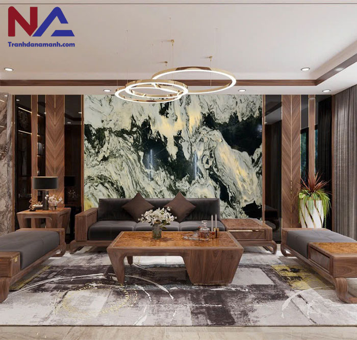 Mẫu tranh đá ốp tường phòng khách đẹp