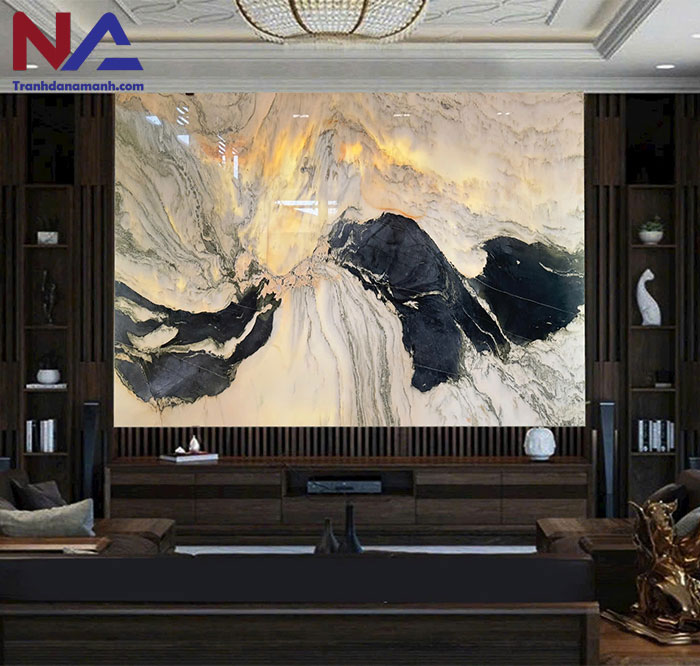 Mẫu tranh đá ốp tường phòng khách đẹp
