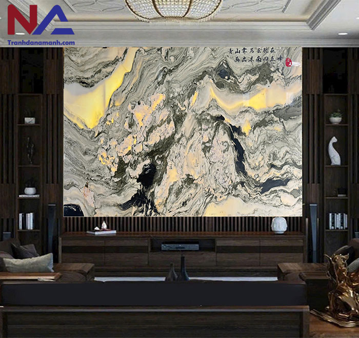 Mẫu tranh đá ốp tường phòng khách đẹp
