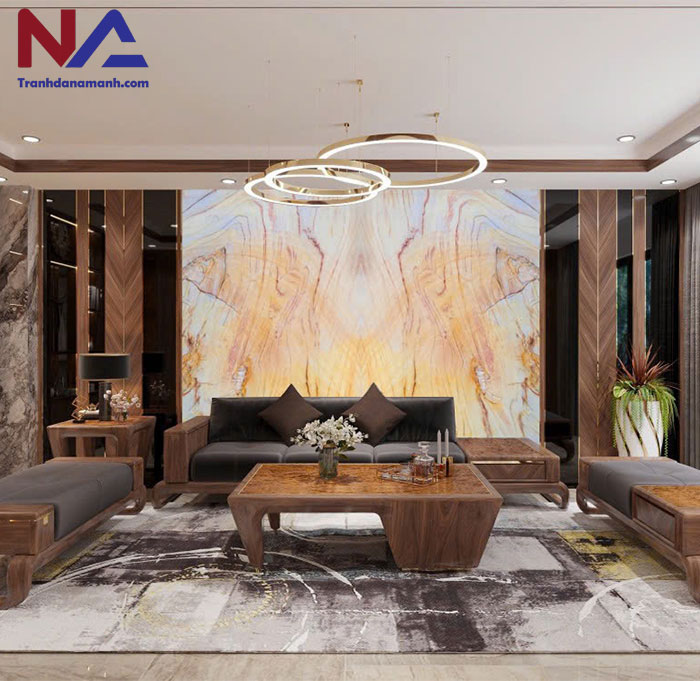 Mẫu tranh đá ốp tường phòng khách đẹp
