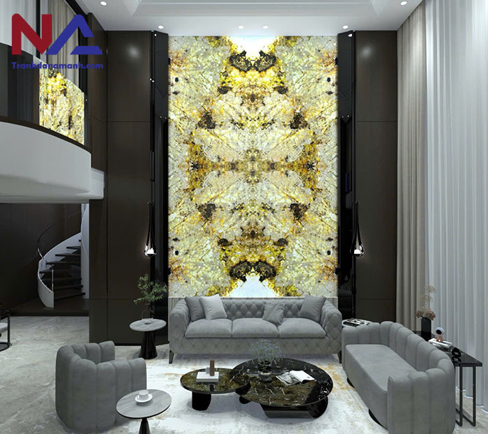 Mẫu tranh đá ốp tường phòng khách đẹp