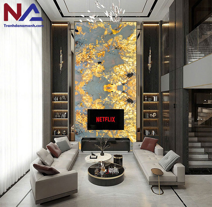 Mẫu tranh đá ốp tường phòng khách đẹp