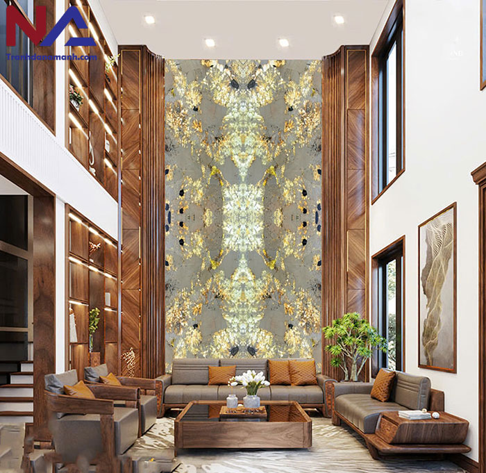 Mẫu tranh đá ốp tường phòng khách đẹp