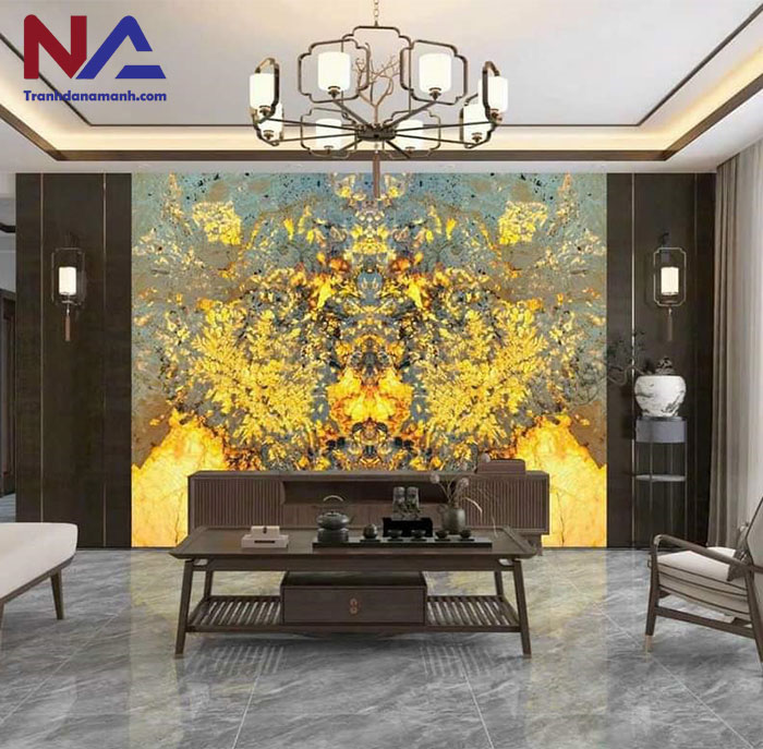 Mẫu tranh đá ốp tường phòng khách đẹp
