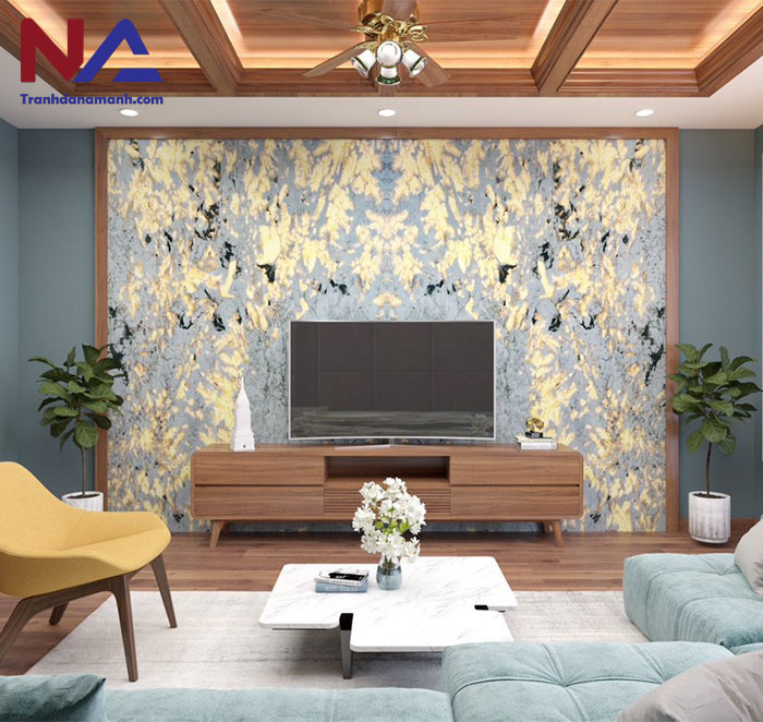 Mẫu tranh đá ốp tường phòng khách đẹp