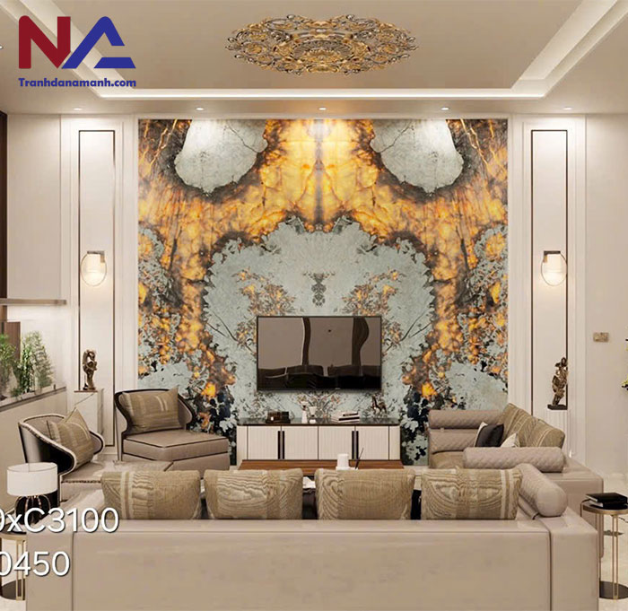 Mẫu tranh đá ốp tường phòng khách đẹp