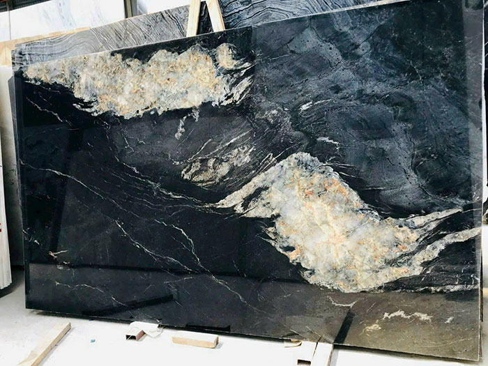 Tranh đá thạch anh đen TDTA16 - 2 tấm đối xứng