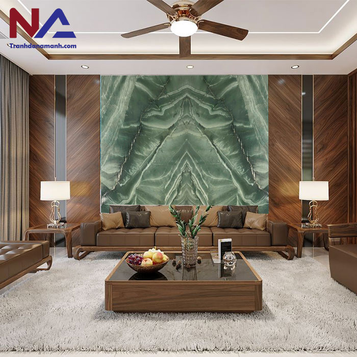 mẫu vách sau sofa trang trí bằng đá tự nhiên đẹp, đẳng cấp nhất