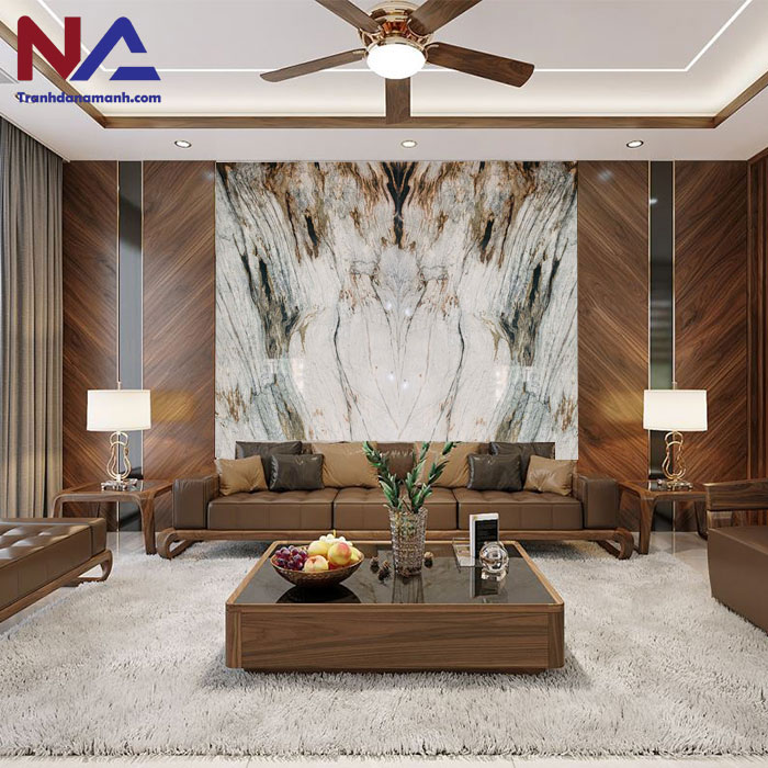 mẫu vách sau sofa trang trí bằng đá tự nhiên đẹp, đẳng cấp nhất
