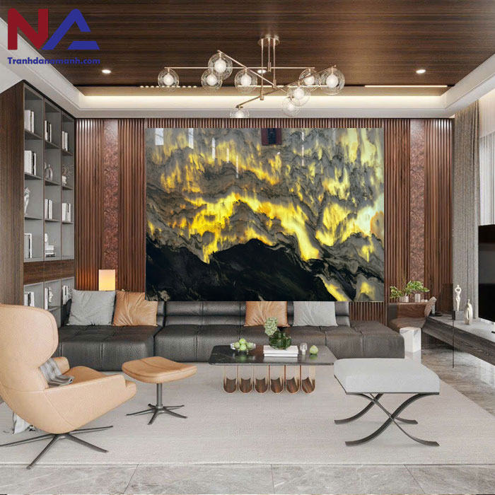 mẫu vách sau sofa trang trí bằng đá tự nhiên đẹp, đẳng cấp nhất