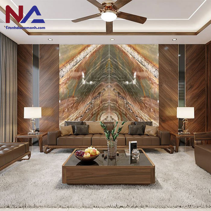 mẫu vách sau sofa trang trí bằng đá tự nhiên đẹp, đẳng cấp nhất