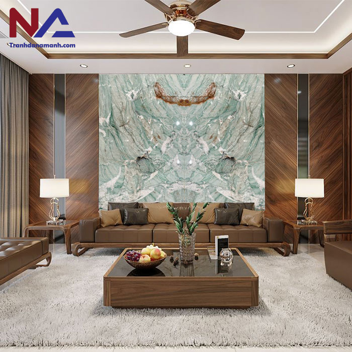 mẫu vách sau sofa trang trí bằng đá tự nhiên đẹp, đẳng cấp nhất