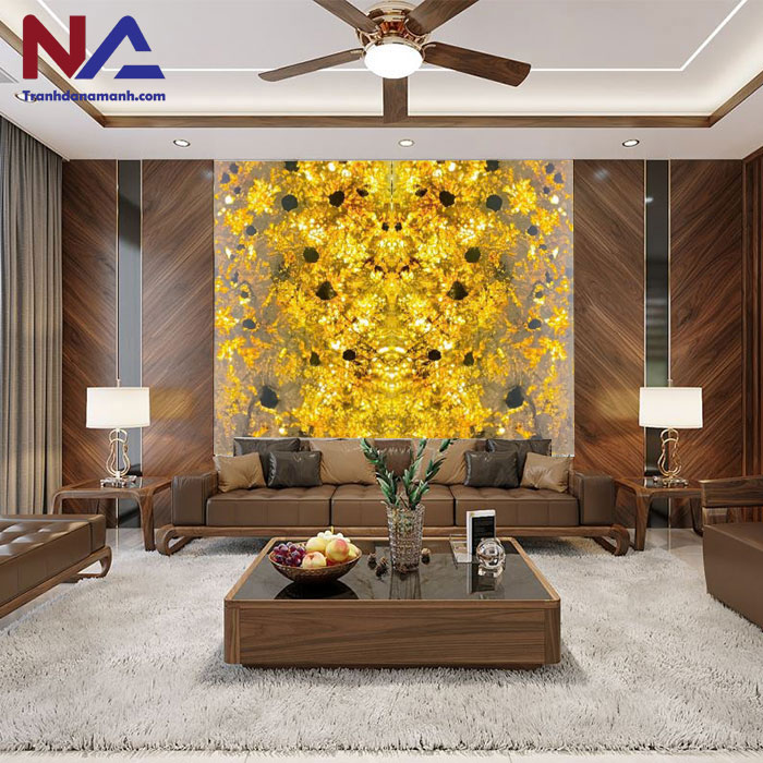 mẫu vách sau sofa trang trí bằng đá tự nhiên đẹp, đẳng cấp nhất