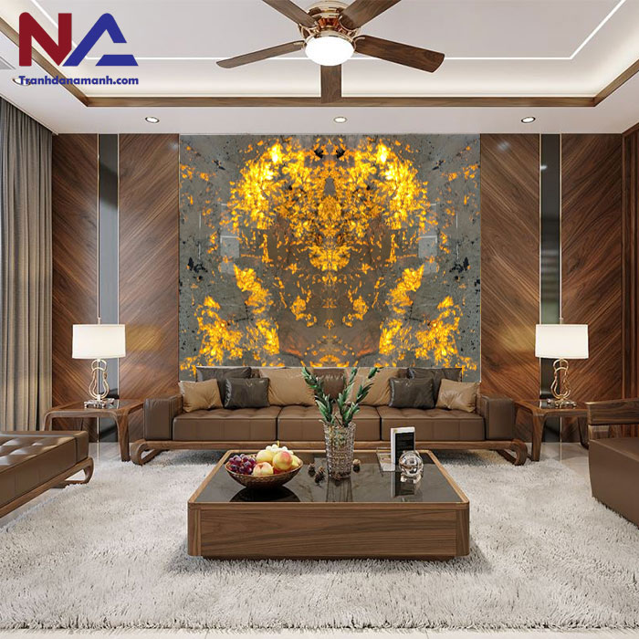 mẫu vách sau sofa trang trí bằng đá tự nhiên đẹp, đẳng cấp nhất