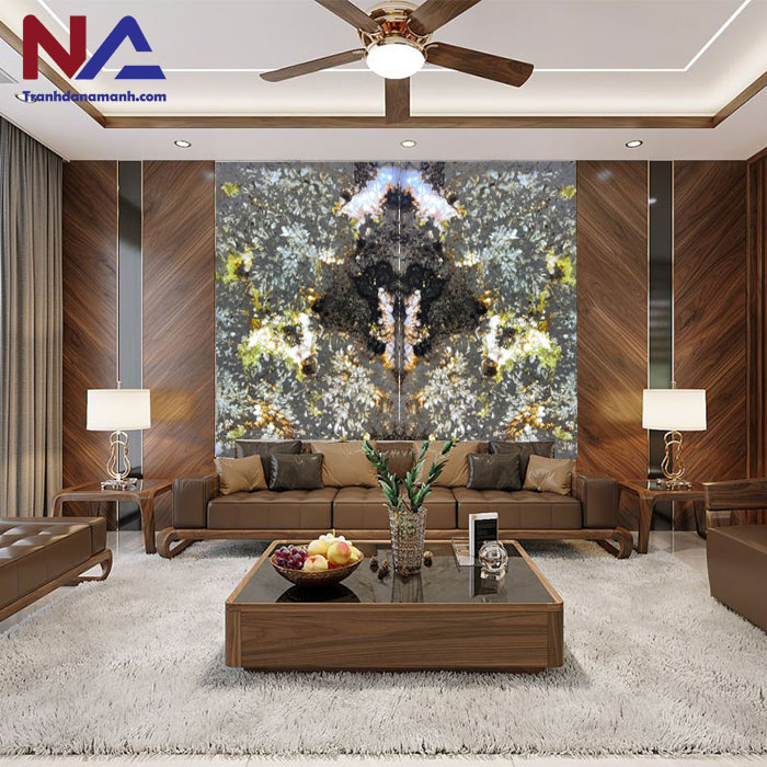 mẫu vách sau sofa trang trí bằng đá tự nhiên đẹp, đẳng cấp nhất