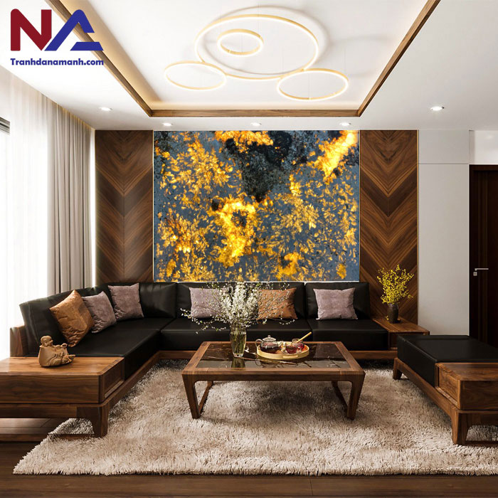 mẫu vách sau sofa trang trí bằng đá tự nhiên đẹp, đẳng cấp nhất