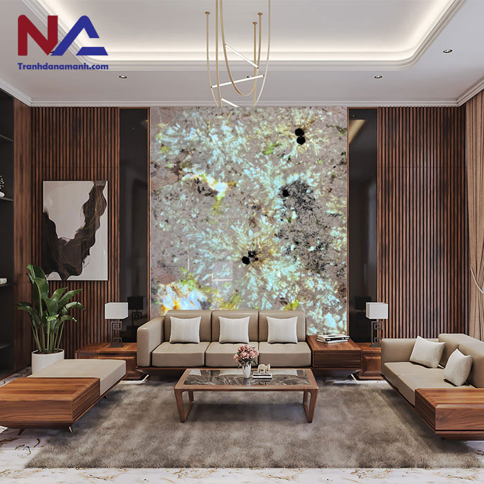 mẫu vách sau sofa trang trí bằng đá tự nhiên đẹp, đẳng cấp nhất