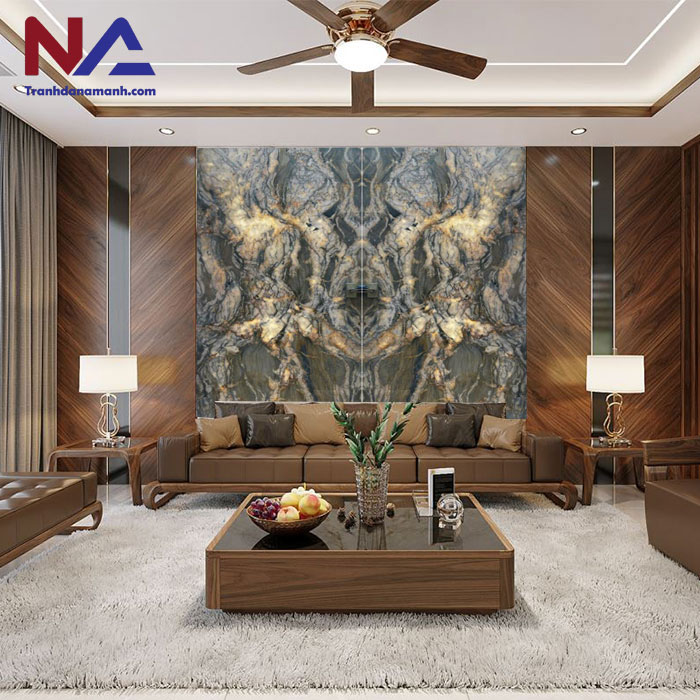 mẫu vách sau sofa trang trí bằng đá tự nhiên đẹp, đẳng cấp nhất