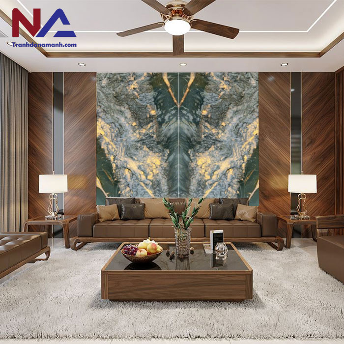 mẫu vách sau sofa trang trí bằng đá tự nhiên đẹp, đẳng cấp nhất