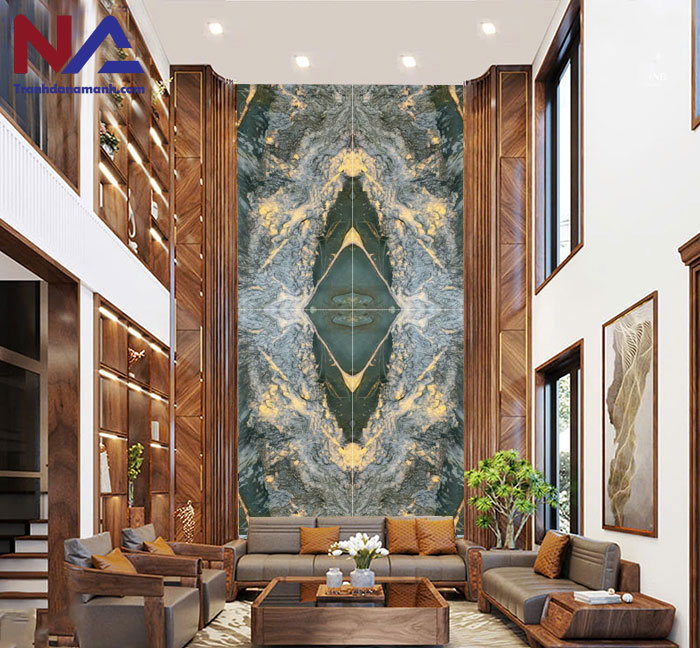 mẫu vách sau sofa trang trí bằng đá tự nhiên đẹp, đẳng cấp nhất