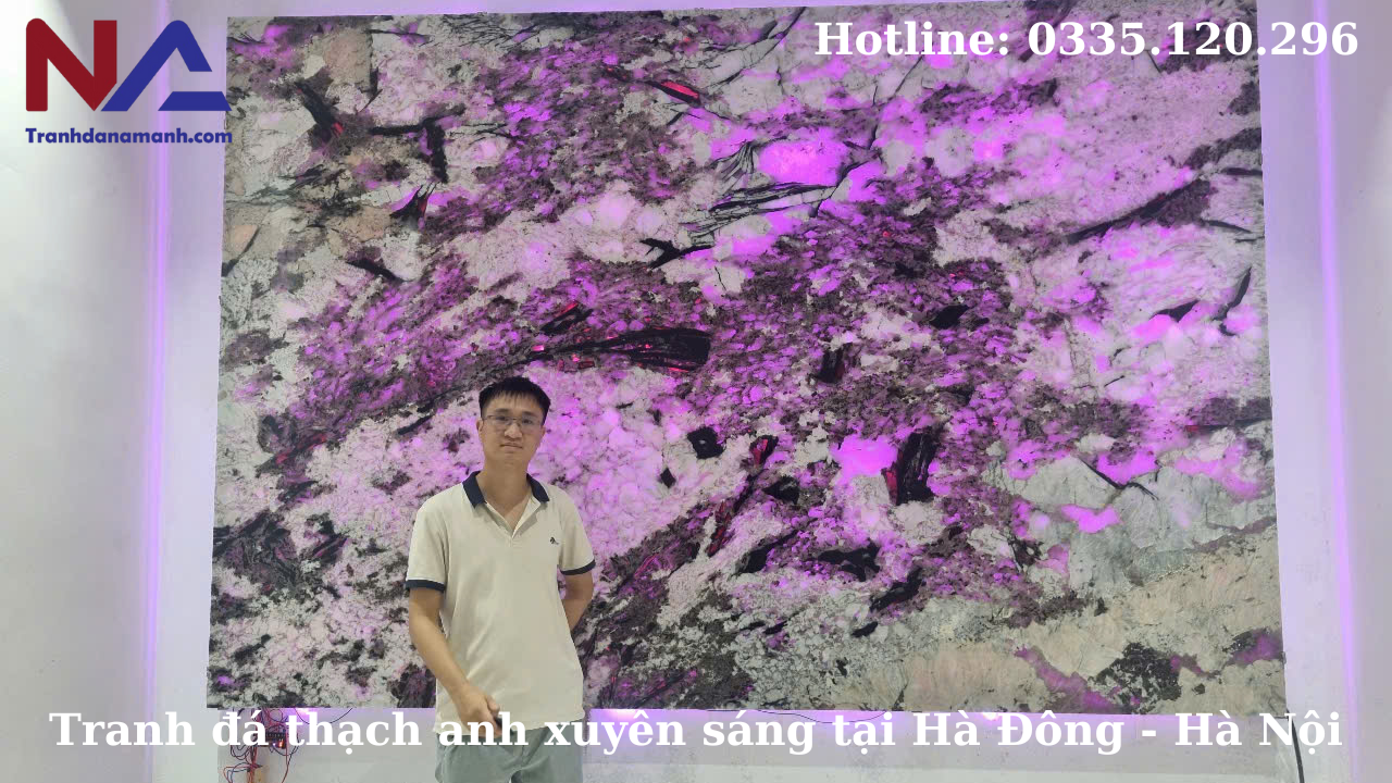 Lắp đặt tranh đá thạch anh xuyên sáng tại Hà Đông – Hà Nội