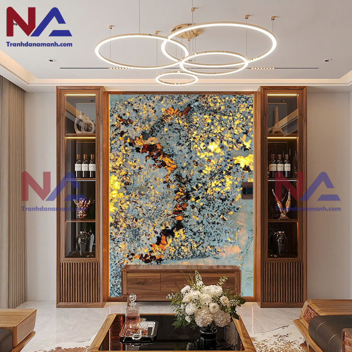 Tranh đá hoa mai, hoa đào xuyên sáng VT01