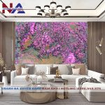 Tranh đá hoa đào, hoa mai xuyên sáng NA-TC21 | dáng ngang