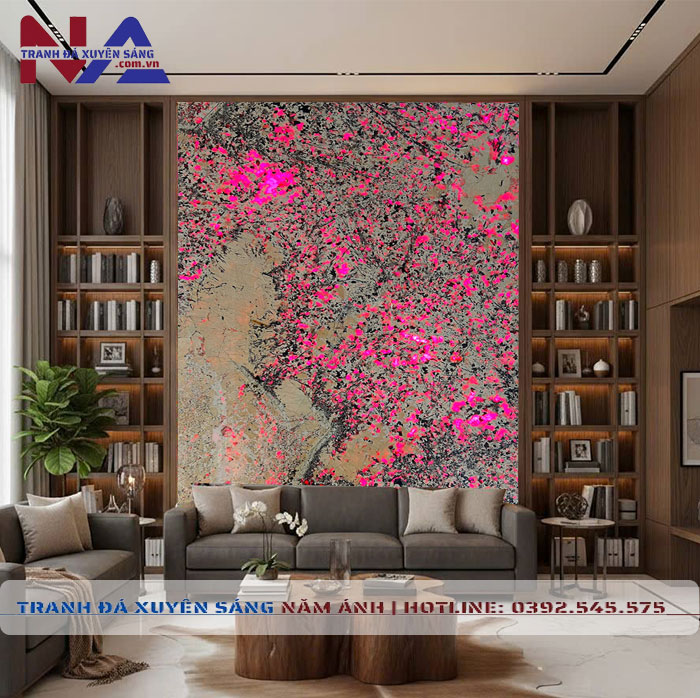 Tranh đá xuyên sáng hoa đào, hoa mai NA-TC21A | dáng đứng