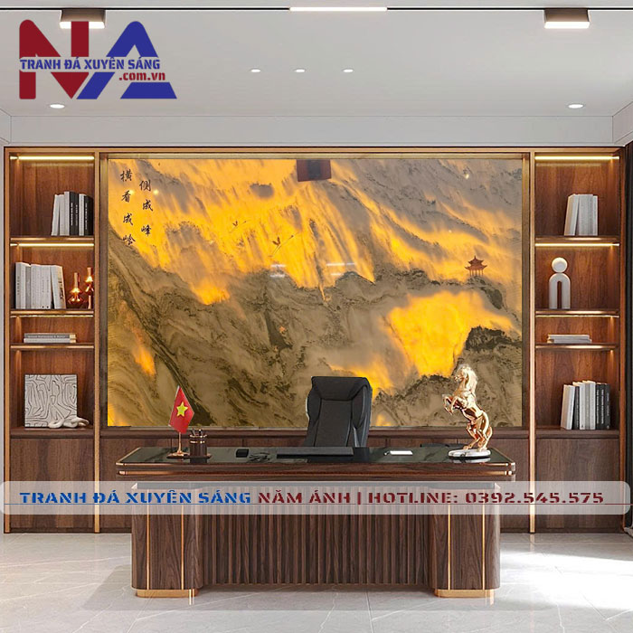 Tranh đá sơn thủy xuyên sáng tự nhiên ST-VT08