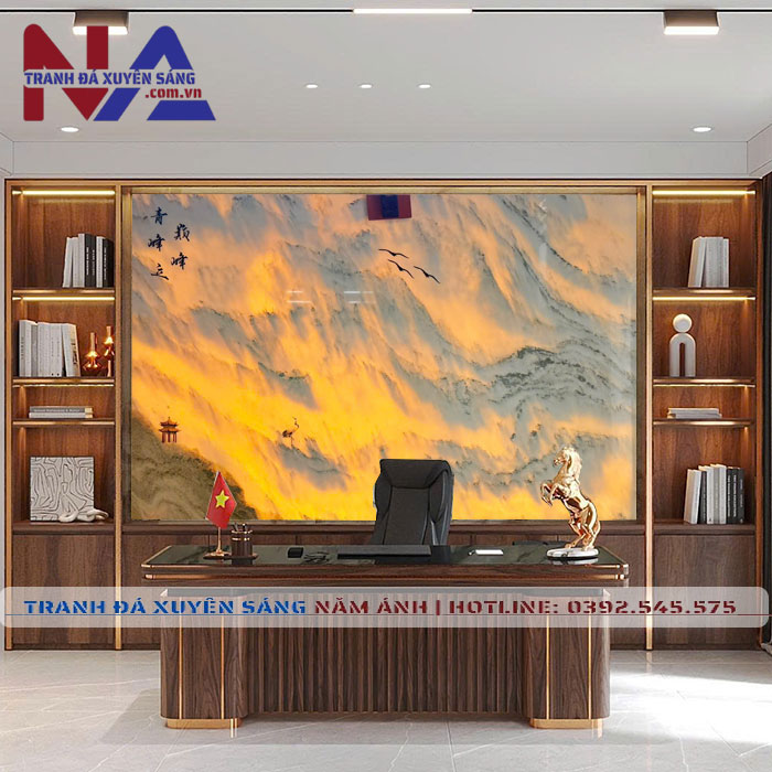 Tranh đá sơn thủy xuyên sáng tự nhiên ST-VT06
